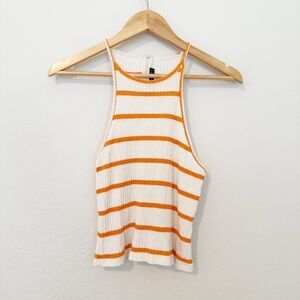 Zara Striped Halter Crop Tank Top Medium
